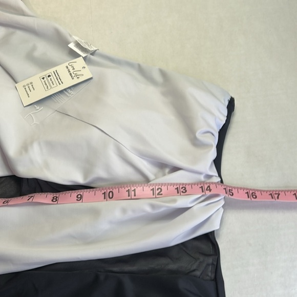 CUPSHE ASYMMETRICAL BLACK WHITE TUMMY CONTOURING ONE PEICE MESH MIDDLE SZ XL - Picture 15 of 16